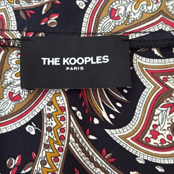The Kooples Paris Dark Paisley 100% Silk Asymmetrical Wrap Skirt - Picture 3 of 5